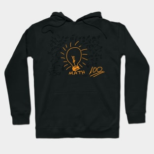 Hand drawn maths symbol and elements around orange bulb Hoodie